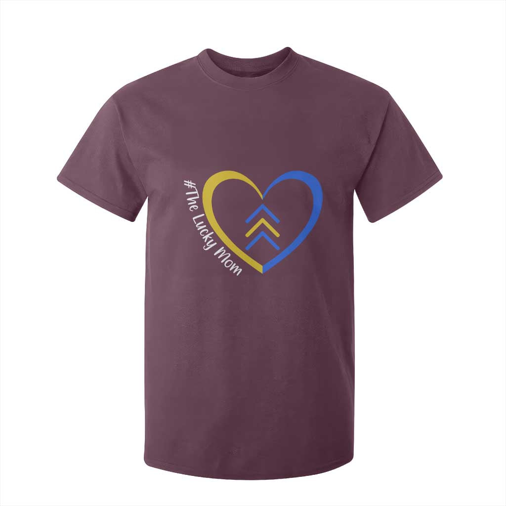 Down Syndrome Mom T Shirt For Kid Love Heart Three Arrows Lucky Mama T21 321