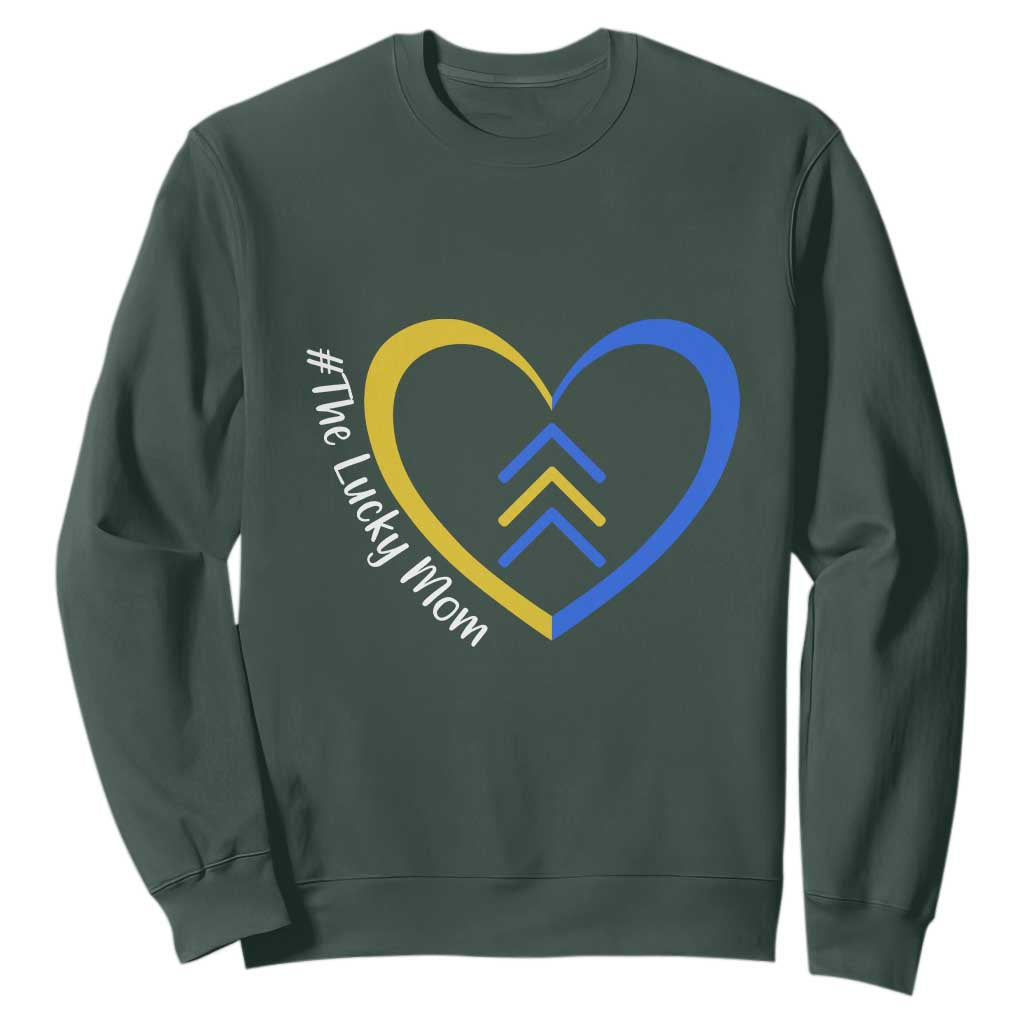 Down Syndrome Mom Sweatshirt Love Heart Three Arrows Lucky Mama T21 321