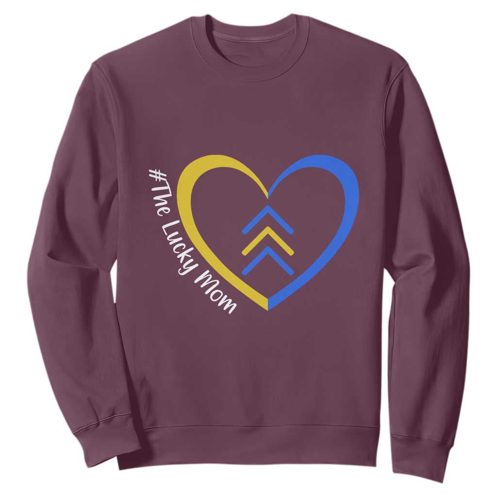 Down Syndrome Mom Sweatshirt Love Heart Three Arrows Lucky Mama T21 321