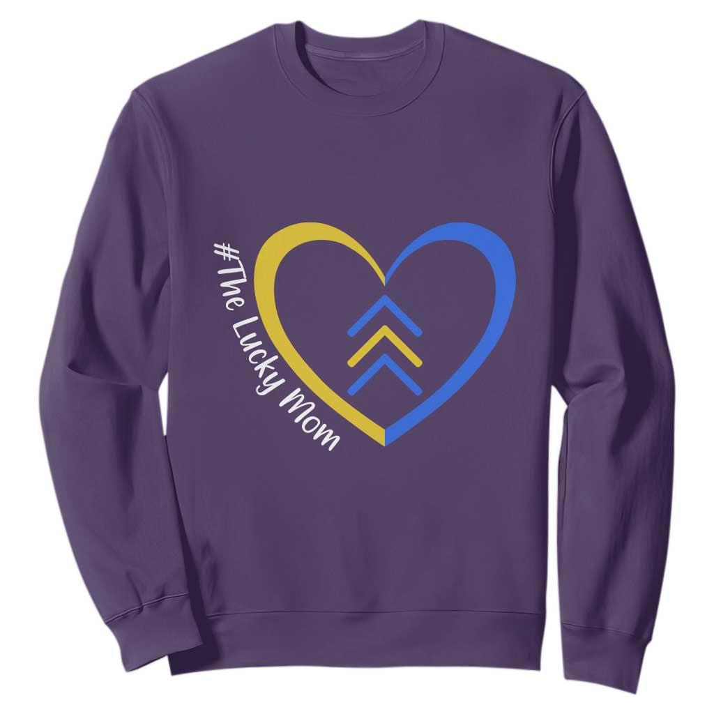 Down Syndrome Mom Sweatshirt Love Heart Three Arrows Lucky Mama T21 321