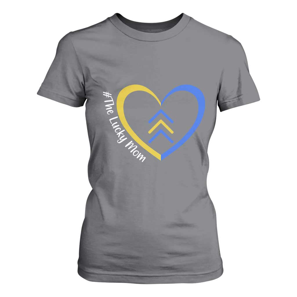 Down Syndrome Mom T Shirt For Women Love Heart Three Arrows Lucky Mama T21 321