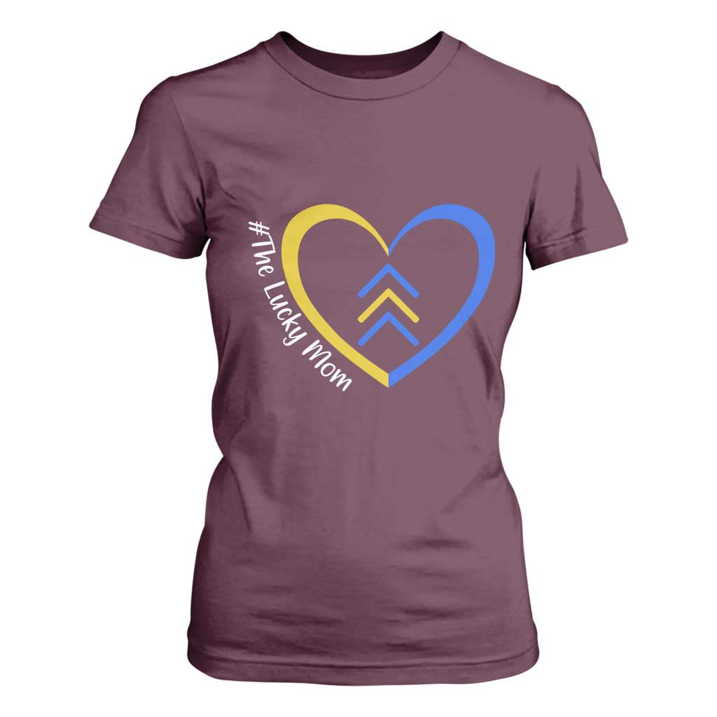 Down Syndrome Mom T Shirt For Women Love Heart Three Arrows Lucky Mama T21 321