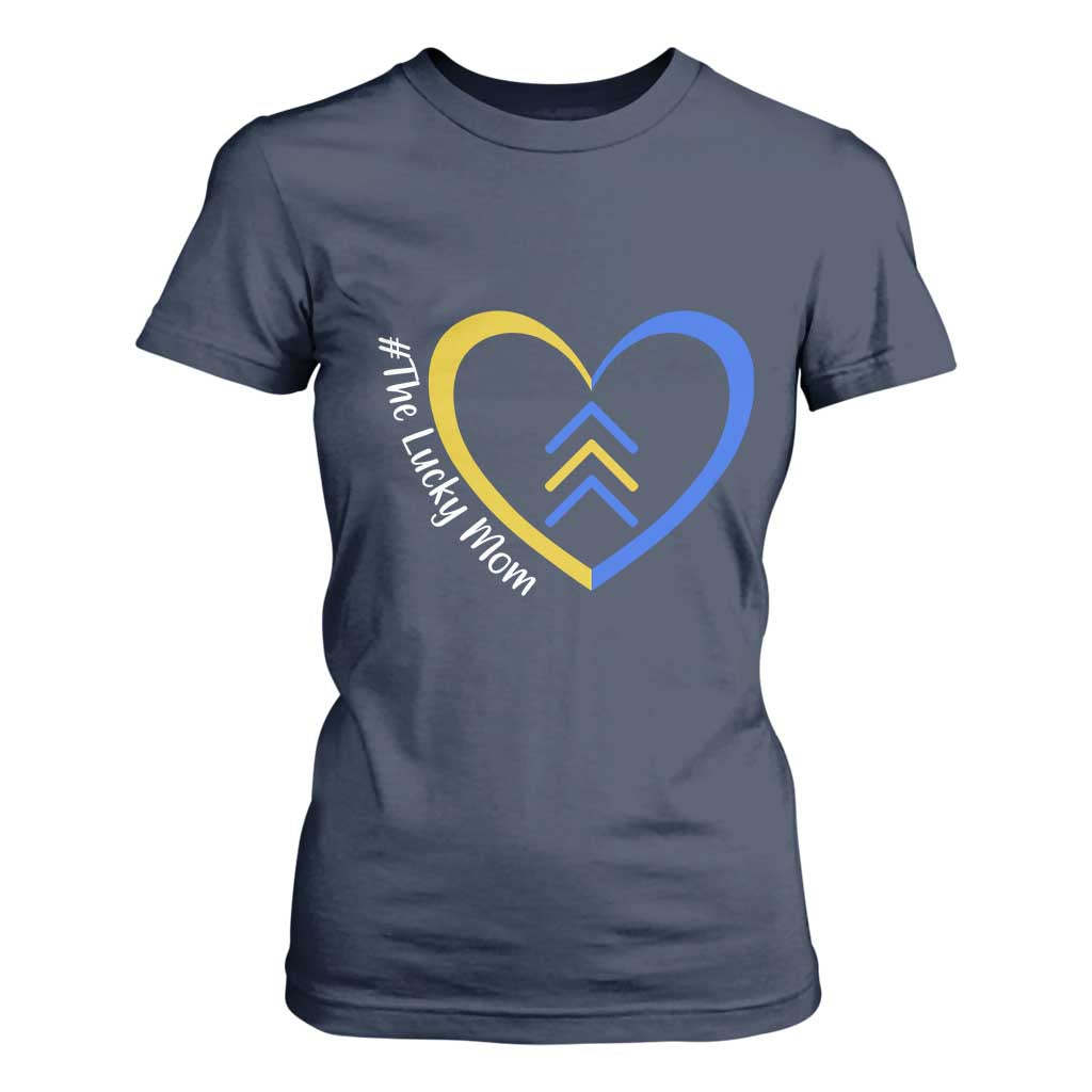 Down Syndrome Mom T Shirt For Women Love Heart Three Arrows Lucky Mama T21 321
