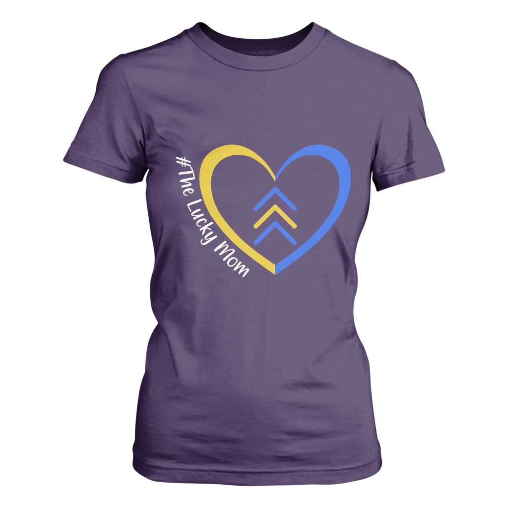 Down Syndrome Mom T Shirt For Women Love Heart Three Arrows Lucky Mama T21 321