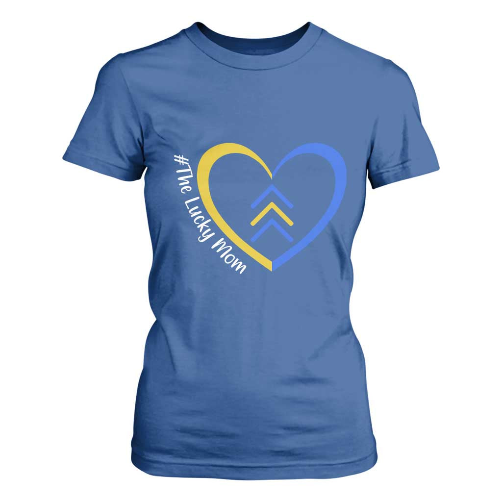 Down Syndrome Mom T Shirt For Women Love Heart Three Arrows Lucky Mama T21 321