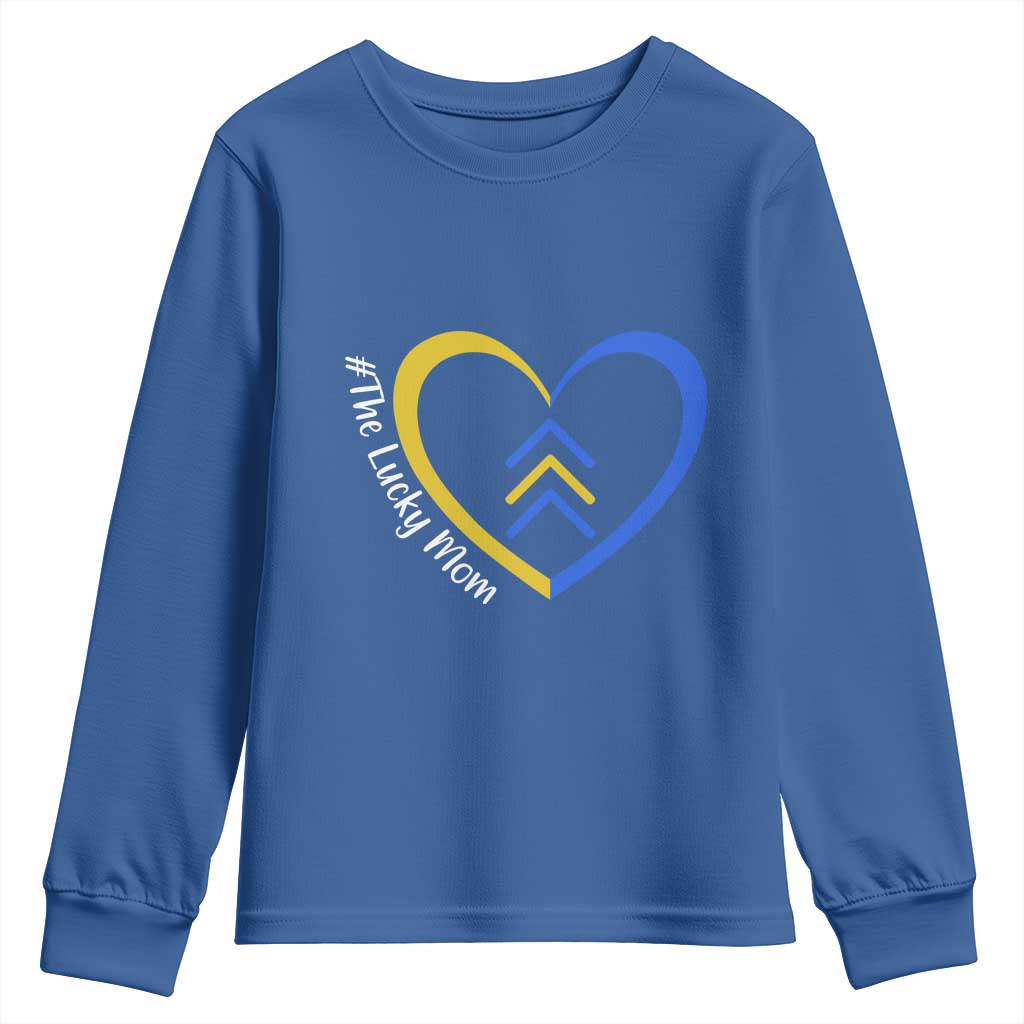 Down Syndrome Mom Youth Sweatshirt Love Heart Three Arrows Lucky Mama T21 321