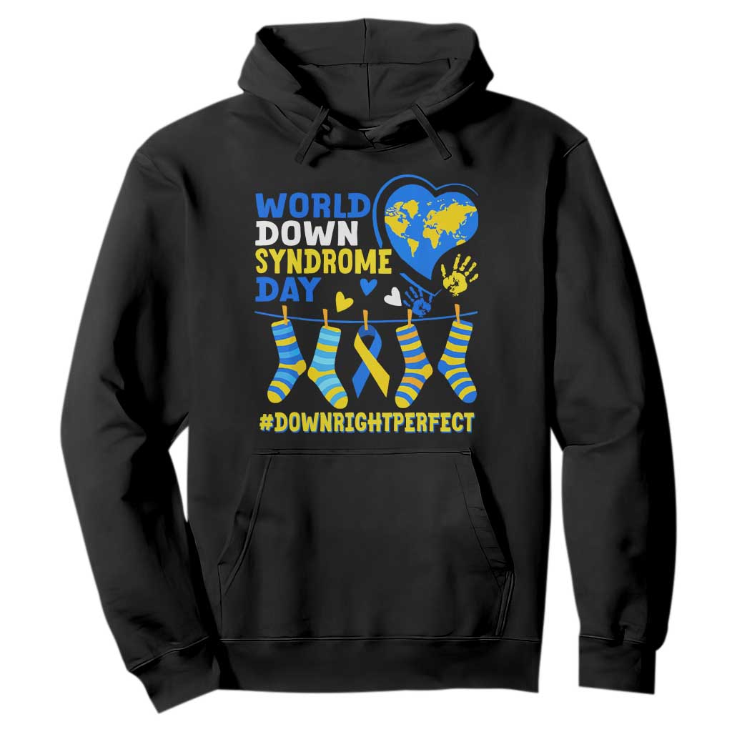 World Down Syndrome Day Hoodie Blue Yellow Ribbon Down Right Perfect Support