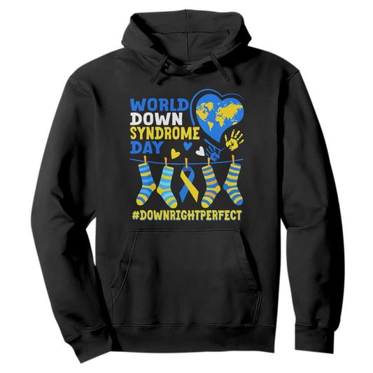 World Down Syndrome Day Hoodie Blue Yellow Ribbon Down Right Perfect Support