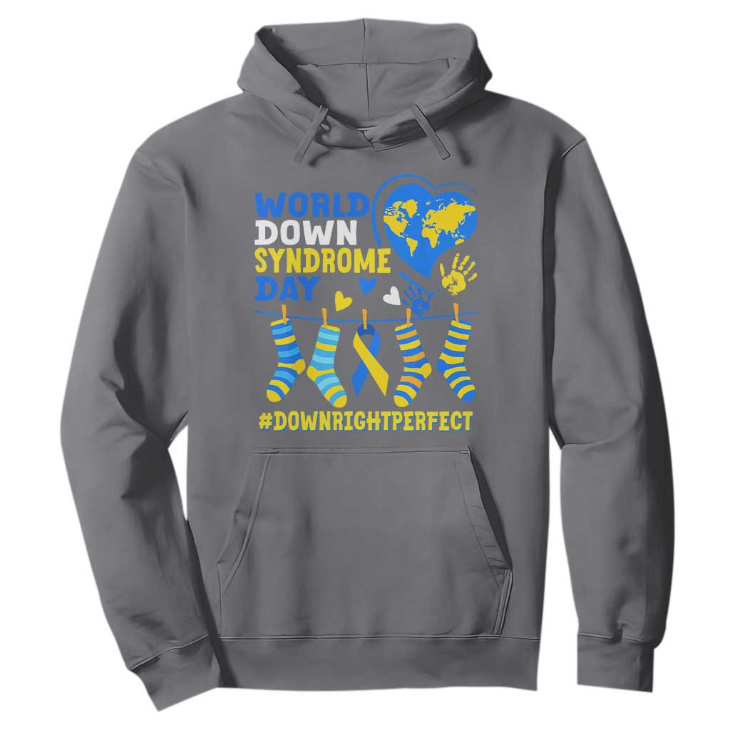 World Down Syndrome Day Hoodie Blue Yellow Ribbon Down Right Perfect Support