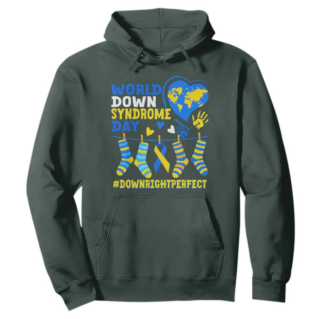World Down Syndrome Day Hoodie Blue Yellow Ribbon Down Right Perfect Support