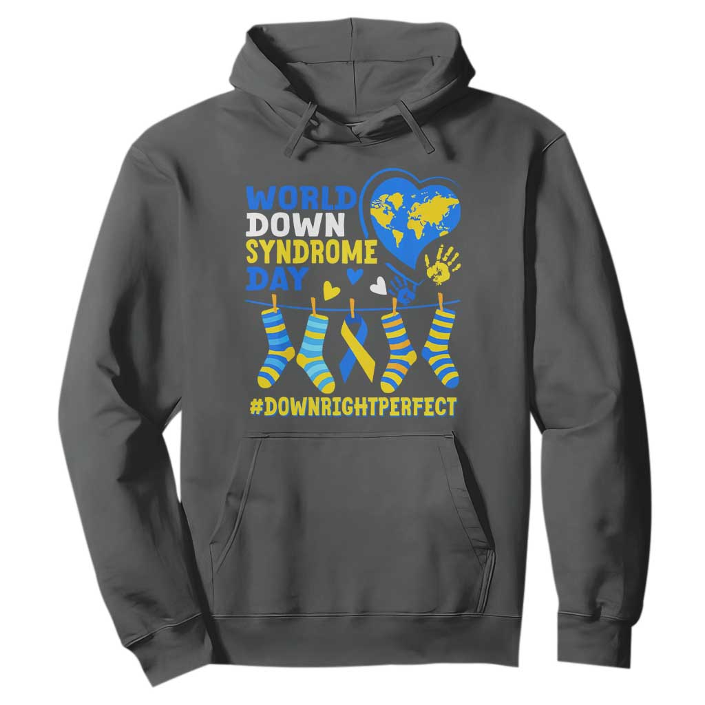 World Down Syndrome Day Hoodie Blue Yellow Ribbon Down Right Perfect Support