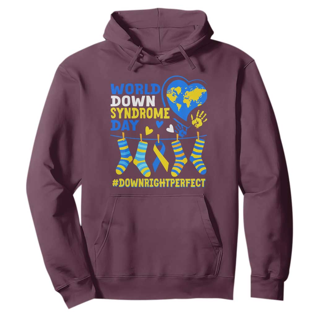 World Down Syndrome Day Hoodie Blue Yellow Ribbon Down Right Perfect Support