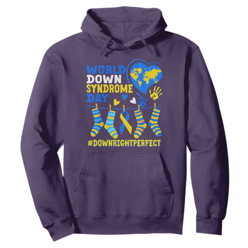 World Down Syndrome Day Hoodie Blue Yellow Ribbon Down Right Perfect Support