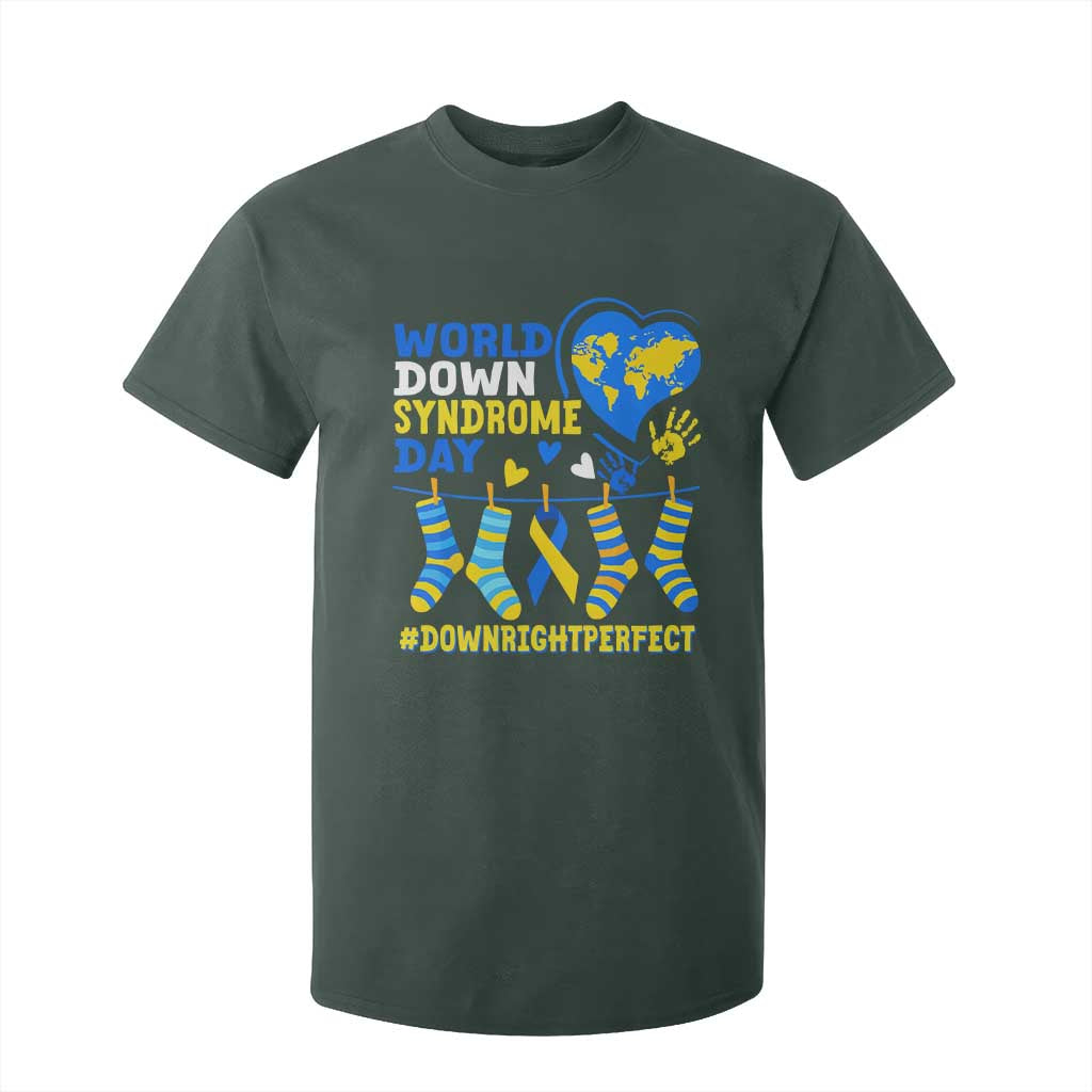 World Down Syndrome Day T Shirt For Kid Blue Yellow Ribbon Down Right Perfect Support