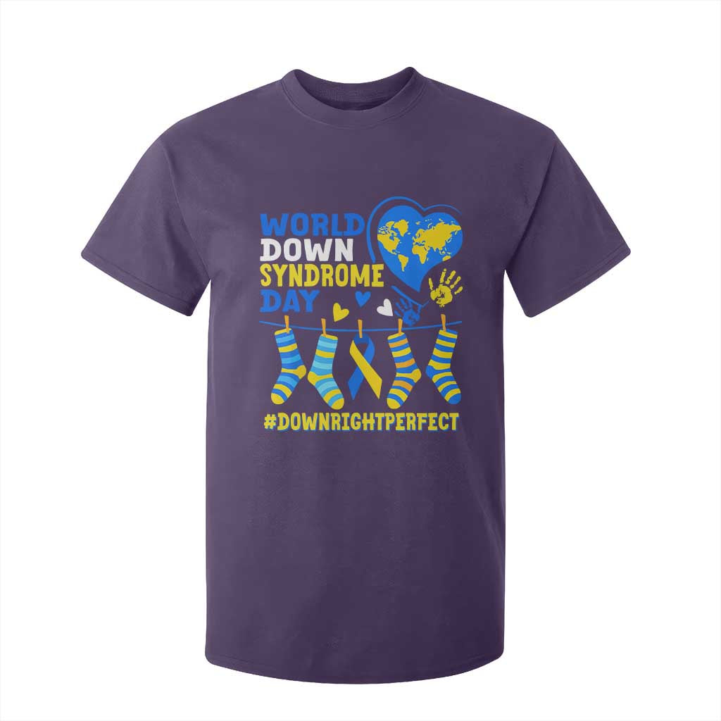 World Down Syndrome Day T Shirt For Kid Blue Yellow Ribbon Down Right Perfect Support