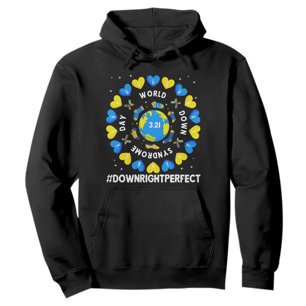 World Down Syndrome Day Hoodie 321 Support  Blue Yellow Ribbon Down Right Perfect