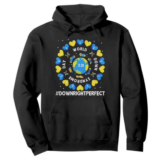 World Down Syndrome Day Hoodie 321 Support  Blue Yellow Ribbon Down Right Perfect