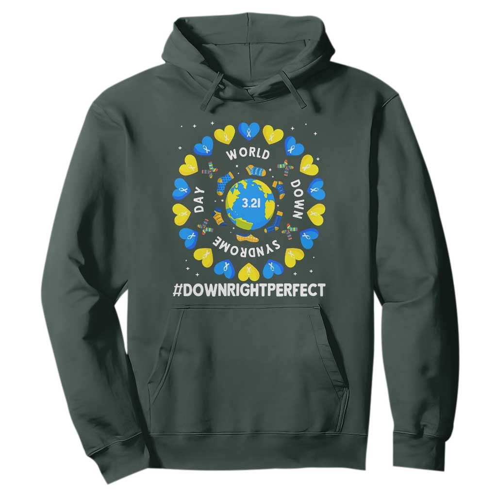 World Down Syndrome Day Hoodie 321 Support  Blue Yellow Ribbon Down Right Perfect