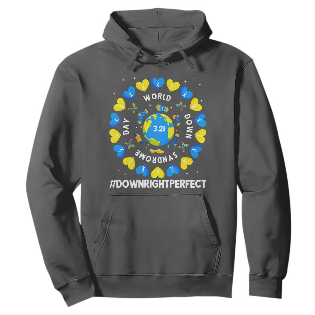 World Down Syndrome Day Hoodie 321 Support  Blue Yellow Ribbon Down Right Perfect