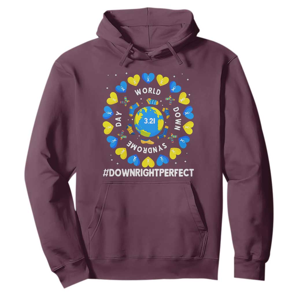 World Down Syndrome Day Hoodie 321 Support  Blue Yellow Ribbon Down Right Perfect
