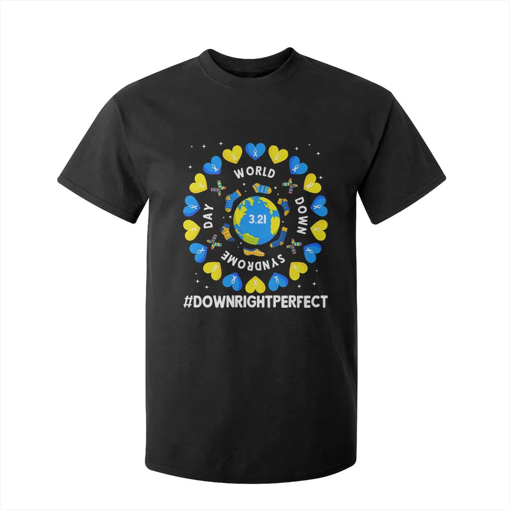 World Down Syndrome Day T Shirt For Kid 321 Support  Blue Yellow Ribbon Down Right Perfect