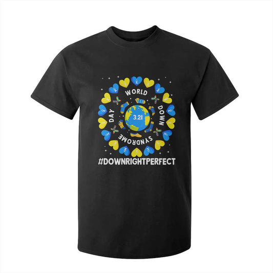 World Down Syndrome Day T Shirt For Kid 321 Support  Blue Yellow Ribbon Down Right Perfect