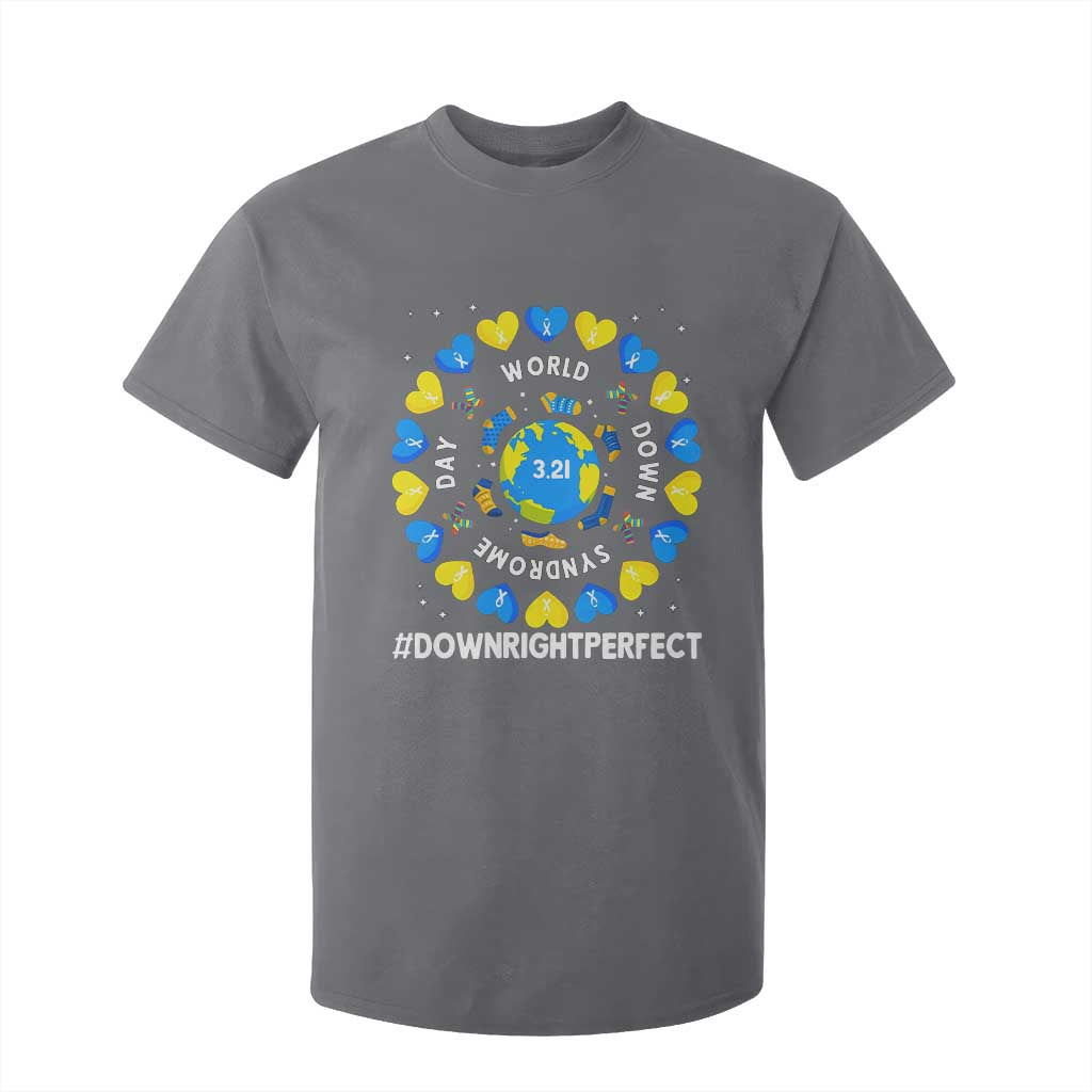 World Down Syndrome Day T Shirt For Kid 321 Support  Blue Yellow Ribbon Down Right Perfect