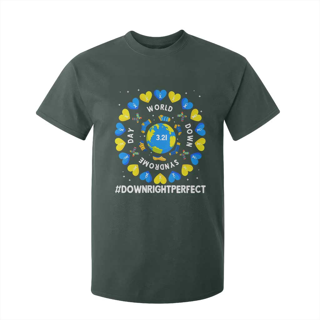 World Down Syndrome Day T Shirt For Kid 321 Support  Blue Yellow Ribbon Down Right Perfect