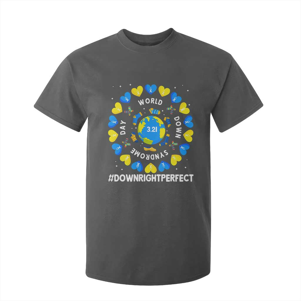 World Down Syndrome Day T Shirt For Kid 321 Support  Blue Yellow Ribbon Down Right Perfect
