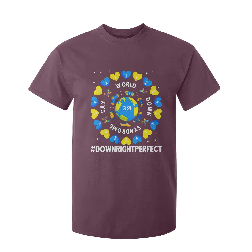 World Down Syndrome Day T Shirt For Kid 321 Support  Blue Yellow Ribbon Down Right Perfect