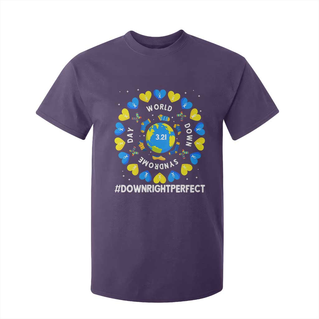 World Down Syndrome Day T Shirt For Kid 321 Support  Blue Yellow Ribbon Down Right Perfect