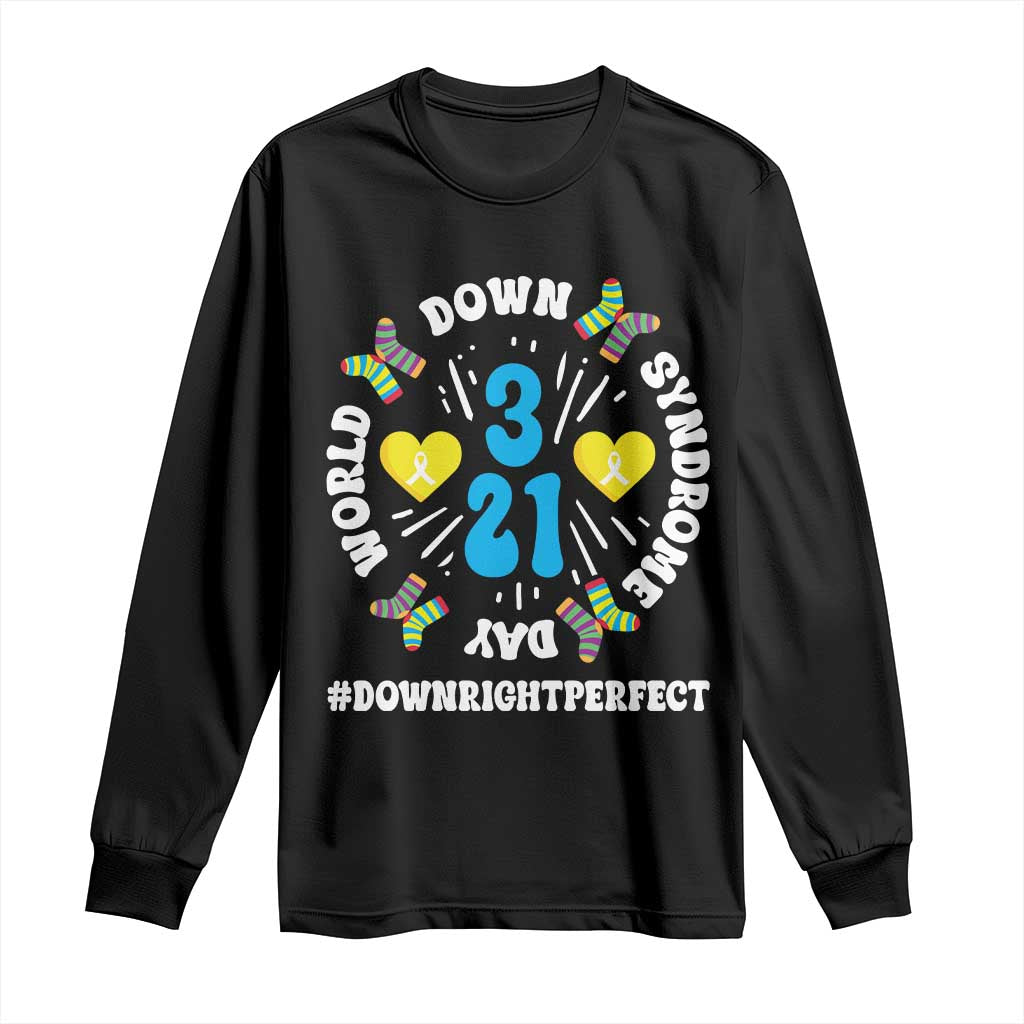 World Down Syndrome Day Long Sleeve Shirt 321 Support Blue Yellow Ribbon