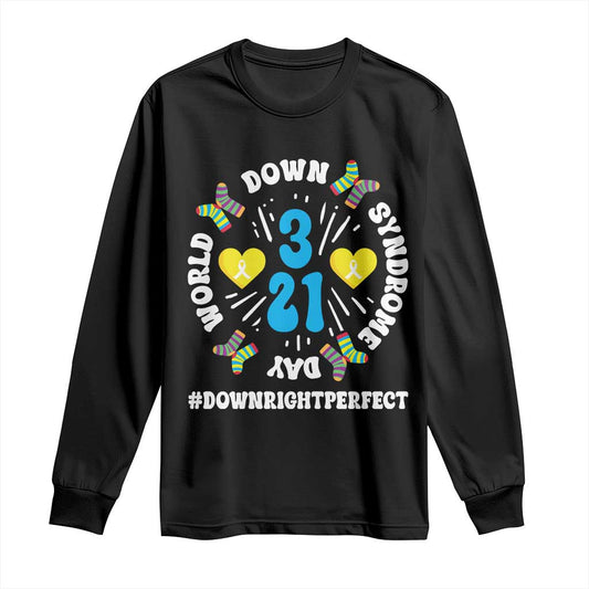 World Down Syndrome Day Long Sleeve Shirt 321 Support Blue Yellow Ribbon