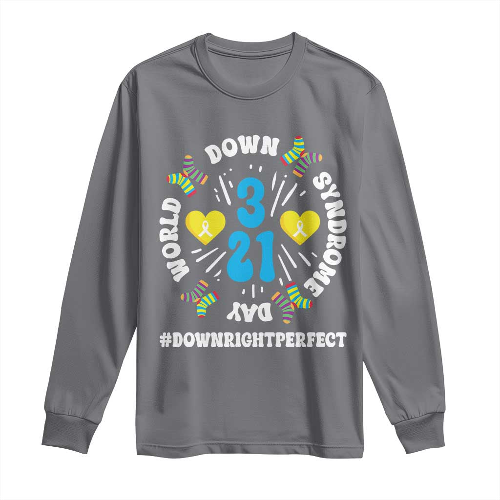 World Down Syndrome Day Long Sleeve Shirt 321 Support Blue Yellow Ribbon