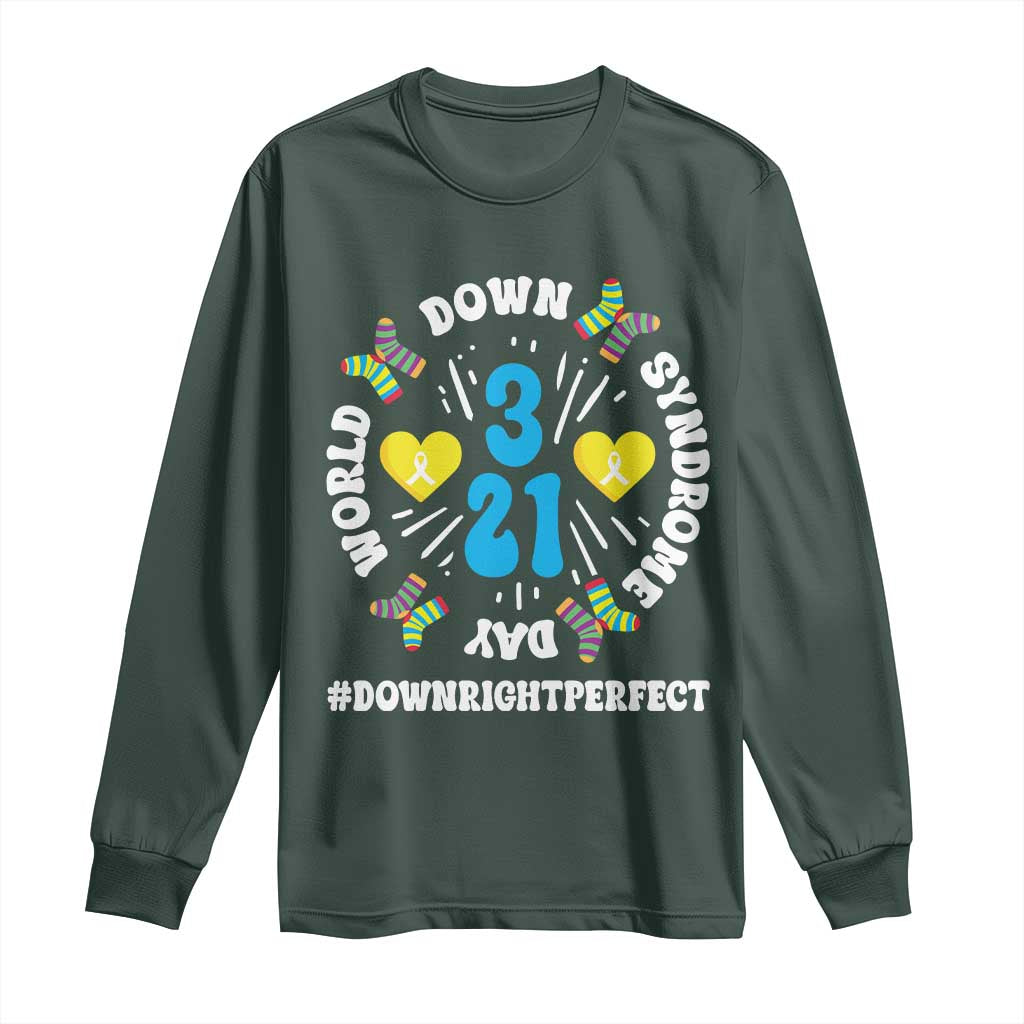 World Down Syndrome Day Long Sleeve Shirt 321 Support Blue Yellow Ribbon