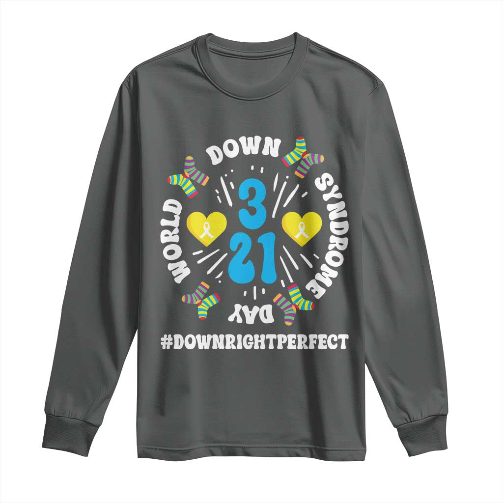 World Down Syndrome Day Long Sleeve Shirt 321 Support Blue Yellow Ribbon