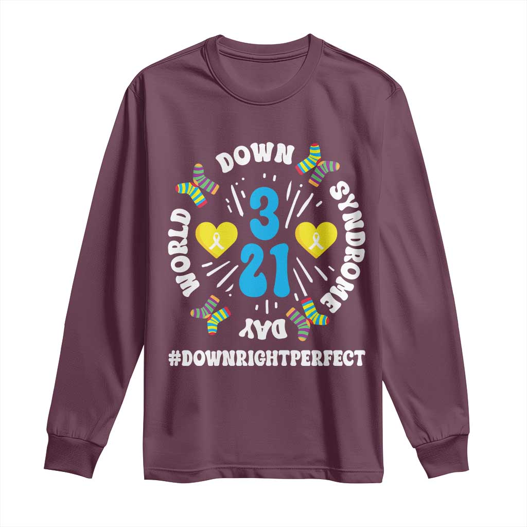 World Down Syndrome Day Long Sleeve Shirt 321 Support Blue Yellow Ribbon
