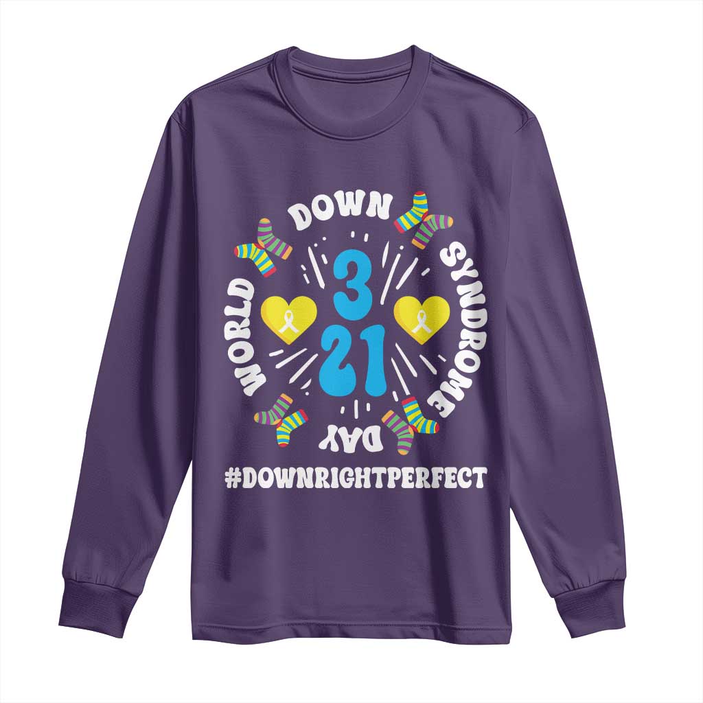 World Down Syndrome Day Long Sleeve Shirt 321 Support Blue Yellow Ribbon