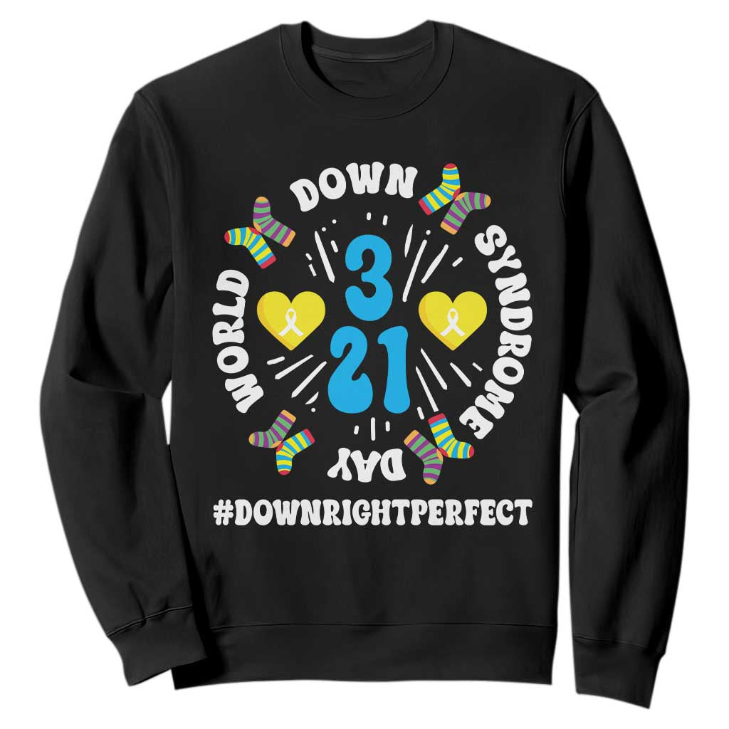 World Down Syndrome Day Sweatshirt 321 Support Blue Yellow Ribbon