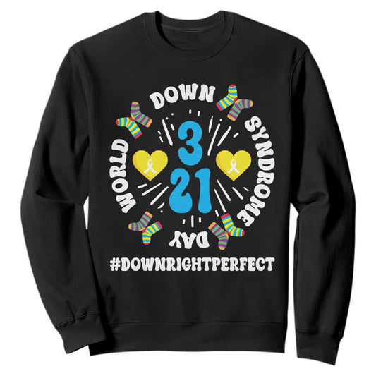 World Down Syndrome Day Sweatshirt 321 Support Blue Yellow Ribbon