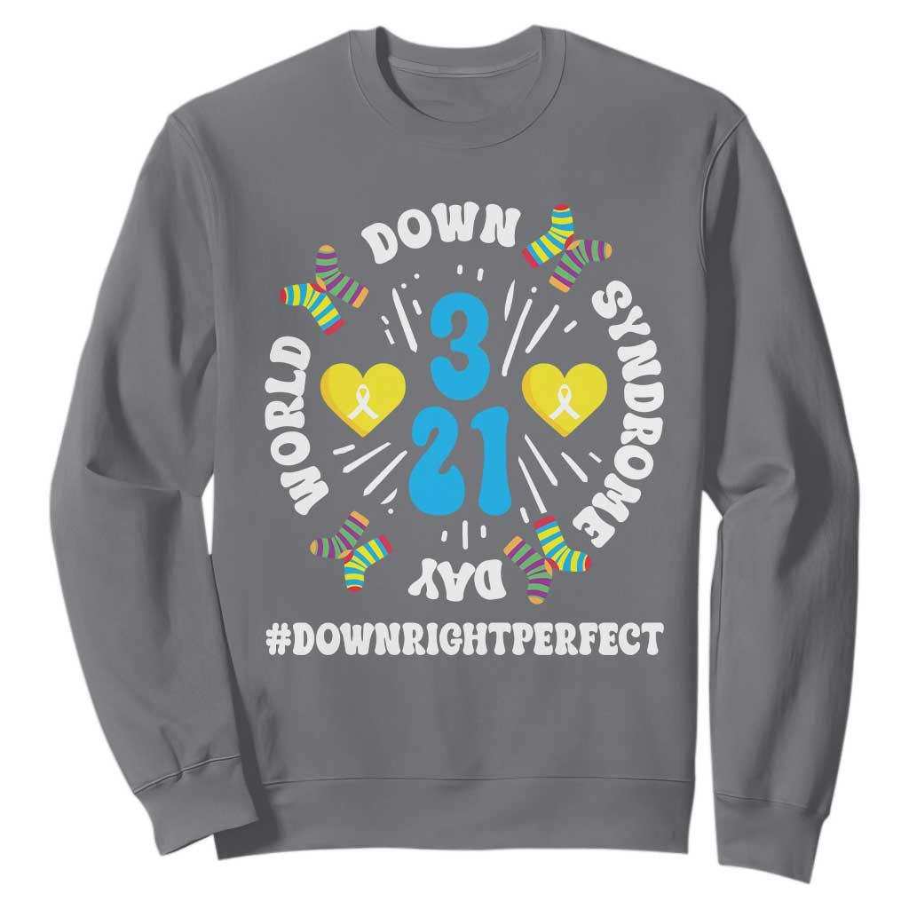 World Down Syndrome Day Sweatshirt 321 Support Blue Yellow Ribbon