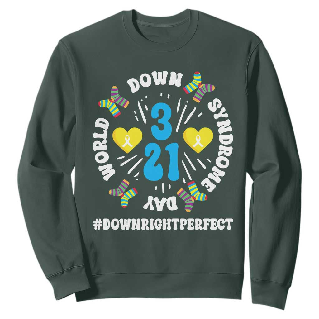 World Down Syndrome Day Sweatshirt 321 Support Blue Yellow Ribbon