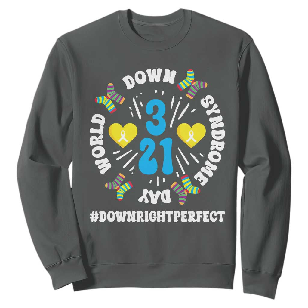 World Down Syndrome Day Sweatshirt 321 Support Blue Yellow Ribbon