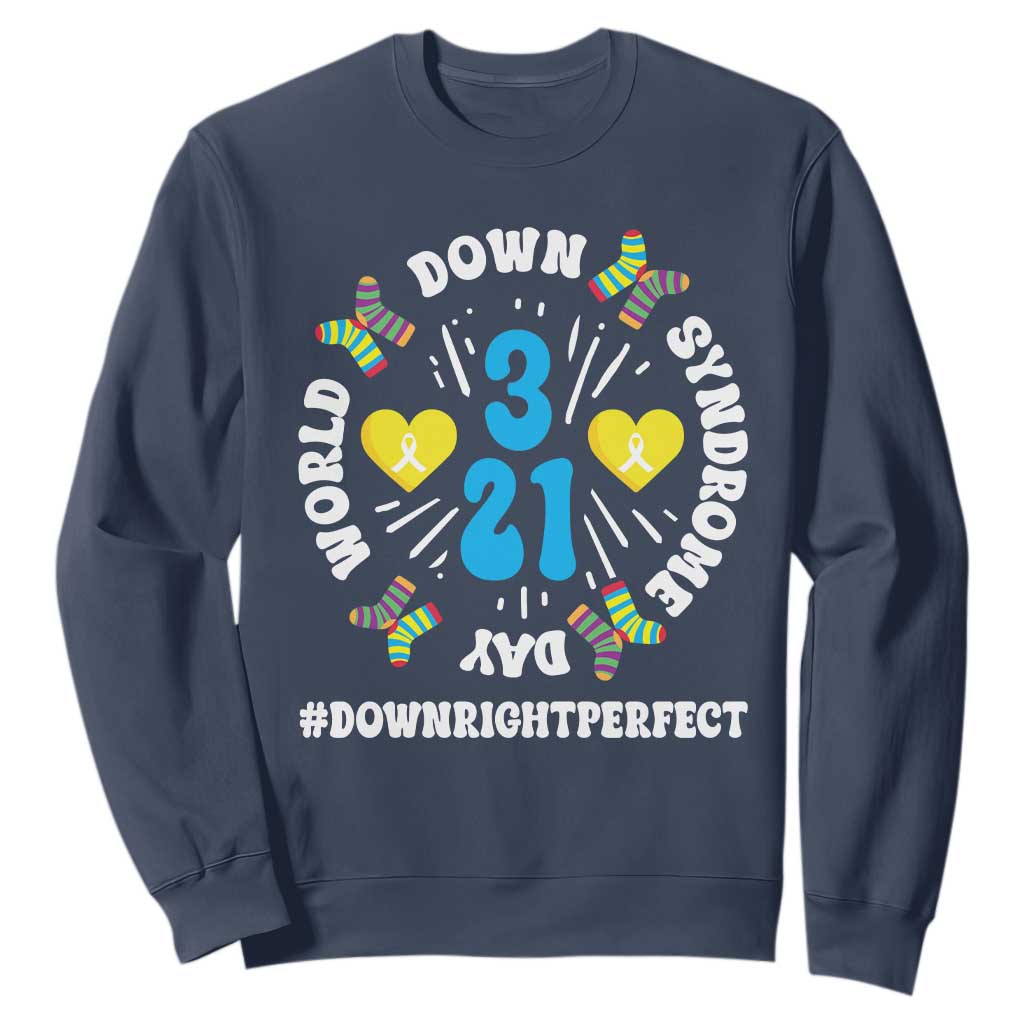 World Down Syndrome Day Sweatshirt 321 Support Blue Yellow Ribbon