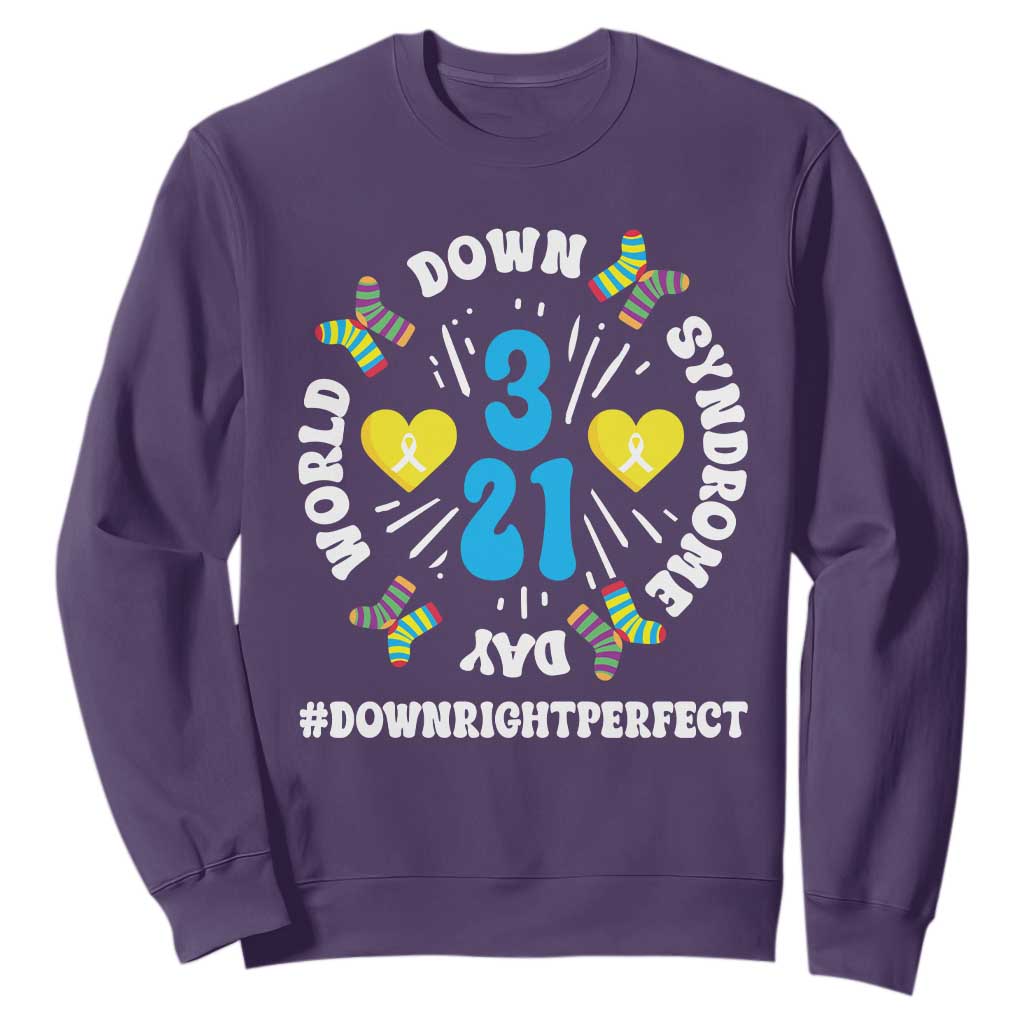 World Down Syndrome Day Sweatshirt 321 Support Blue Yellow Ribbon