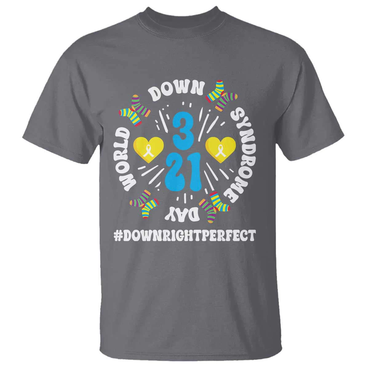 World Down Syndrome Day T Shirt 321 Support Blue Yellow Ribbon