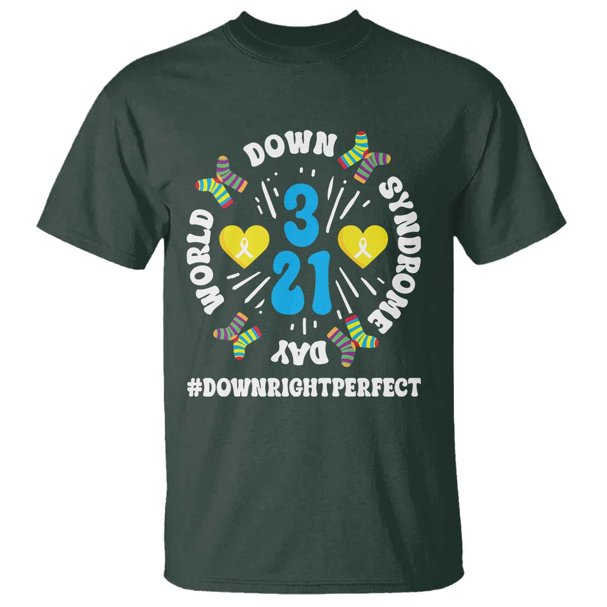 World Down Syndrome Day T Shirt 321 Support Blue Yellow Ribbon