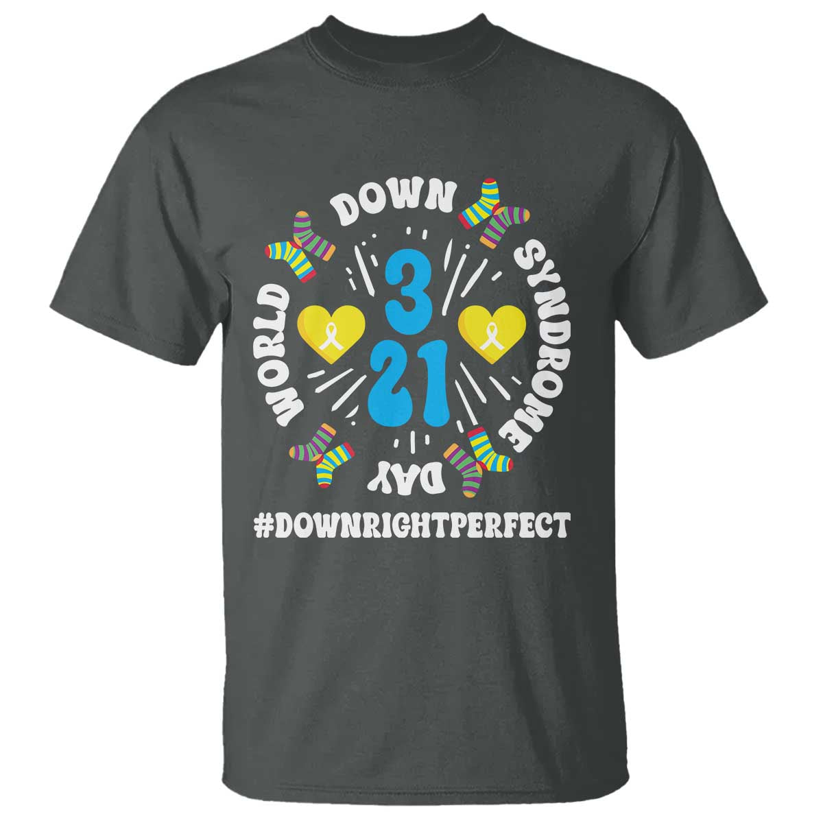 World Down Syndrome Day T Shirt 321 Support Blue Yellow Ribbon
