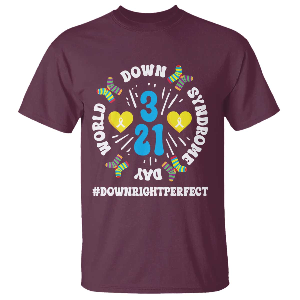 World Down Syndrome Day T Shirt 321 Support Blue Yellow Ribbon