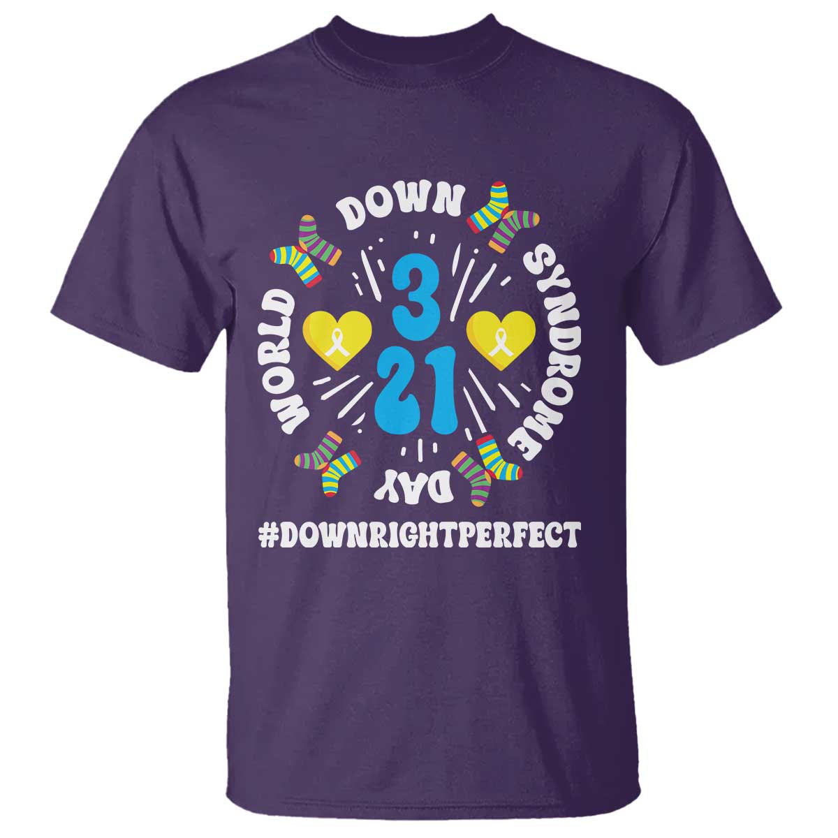 World Down Syndrome Day T Shirt 321 Support Blue Yellow Ribbon